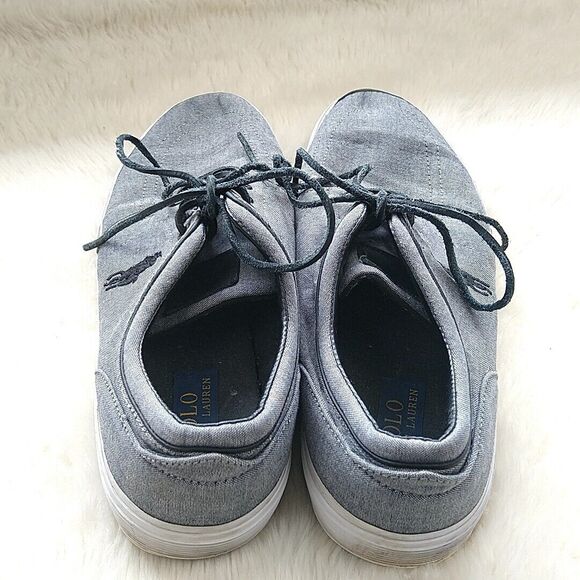 Polo Ralph Lauren Mens sz 11 D Shoes Faxon Low Gray Canvas Sneakers Lace Up - Picture 3 of 8